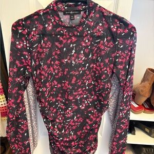 Banana Republic Pink and Black Floral Blouse